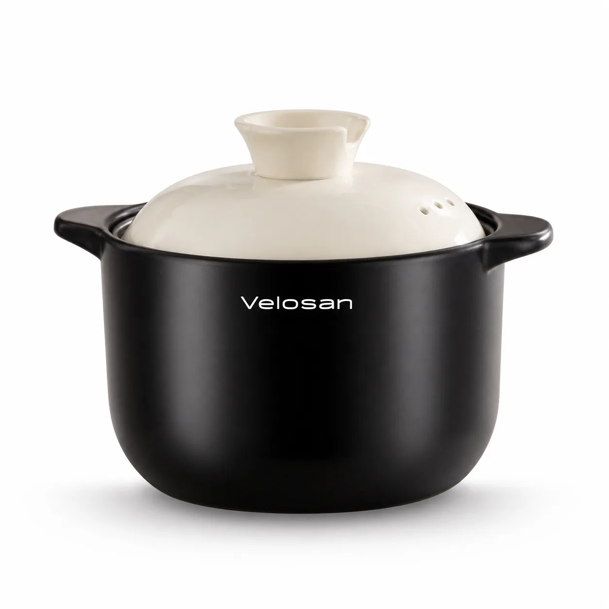 VELOSAN Pebble Series 4 L Casserole, Black with Ivory Lid