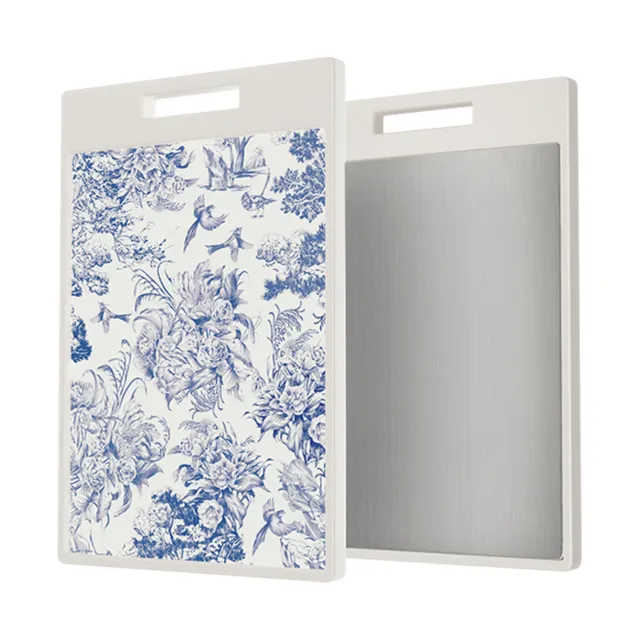 VELOSAN Double-Sided Cutting Board, Blue Pattern, 44.5 × 31 cm