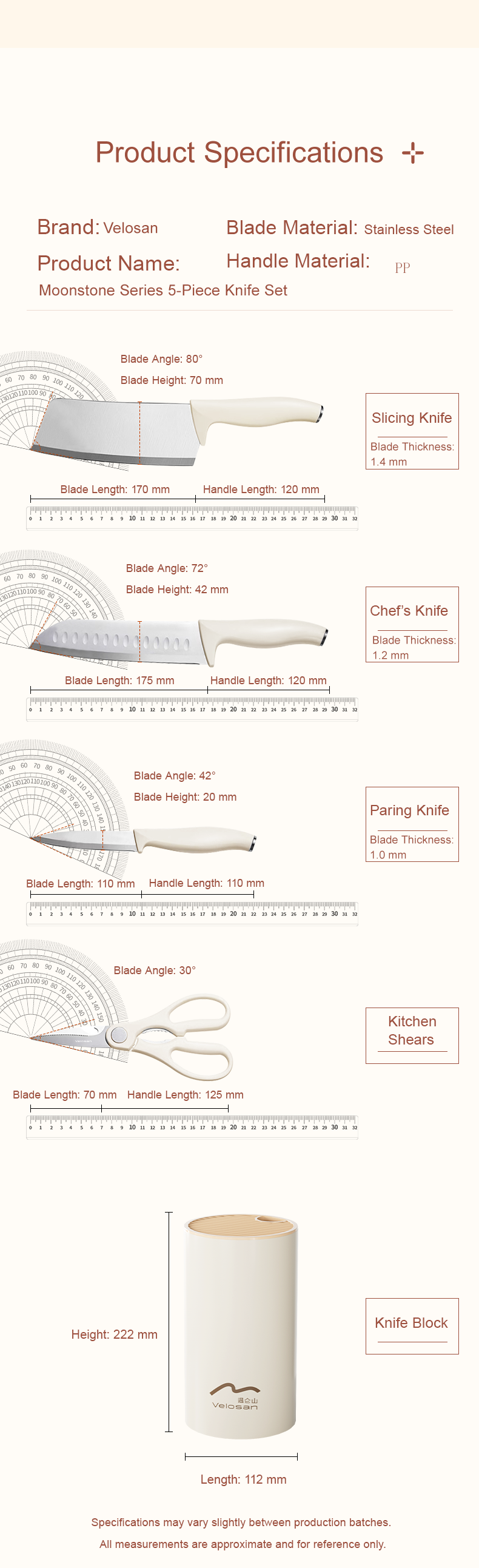VELOSAN Moonlight Series Knife Set