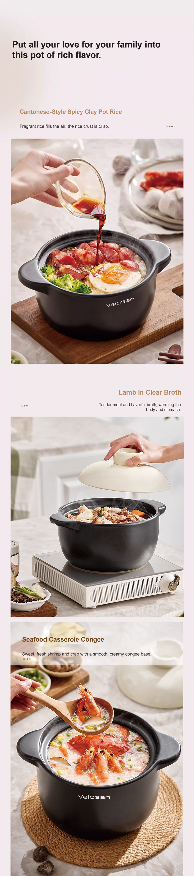VELOSAN Pebble Series 4 L Casserole, Black