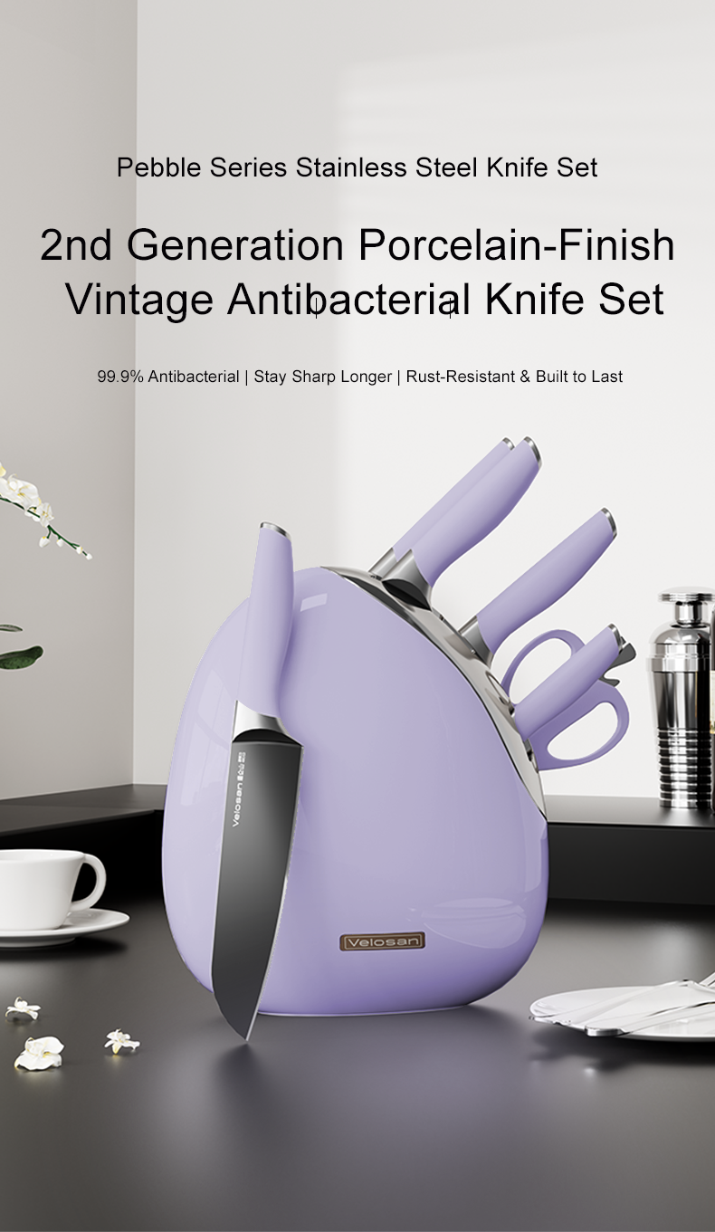 VELOSAN Pebble Series Knife Set, Purple