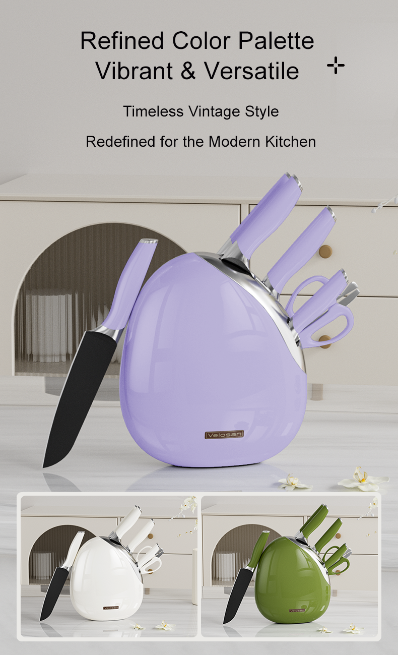 VELOSAN Pebble Series Knife Set, Purple
