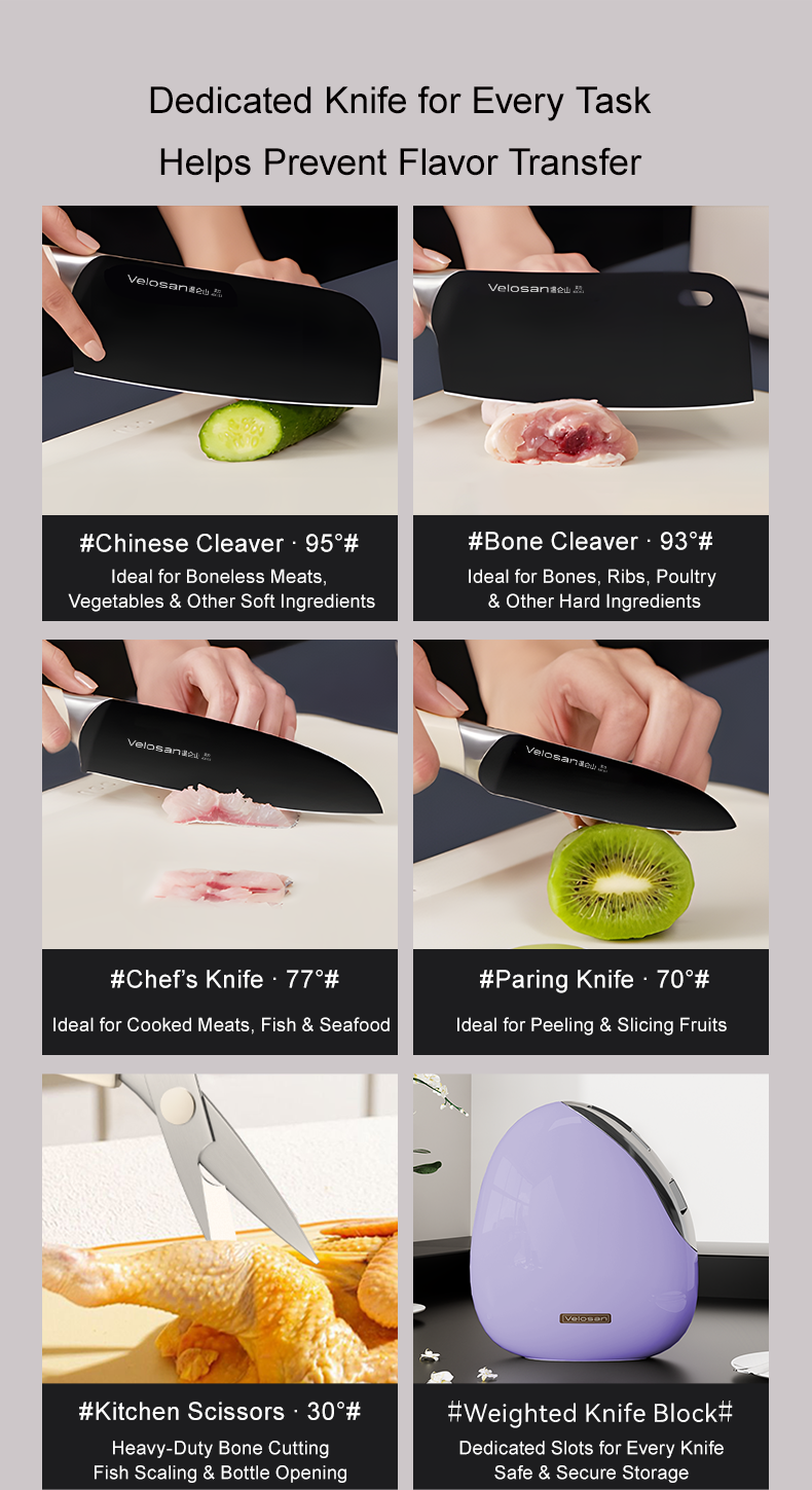 VELOSAN Pebble Series Knife Set, Purple