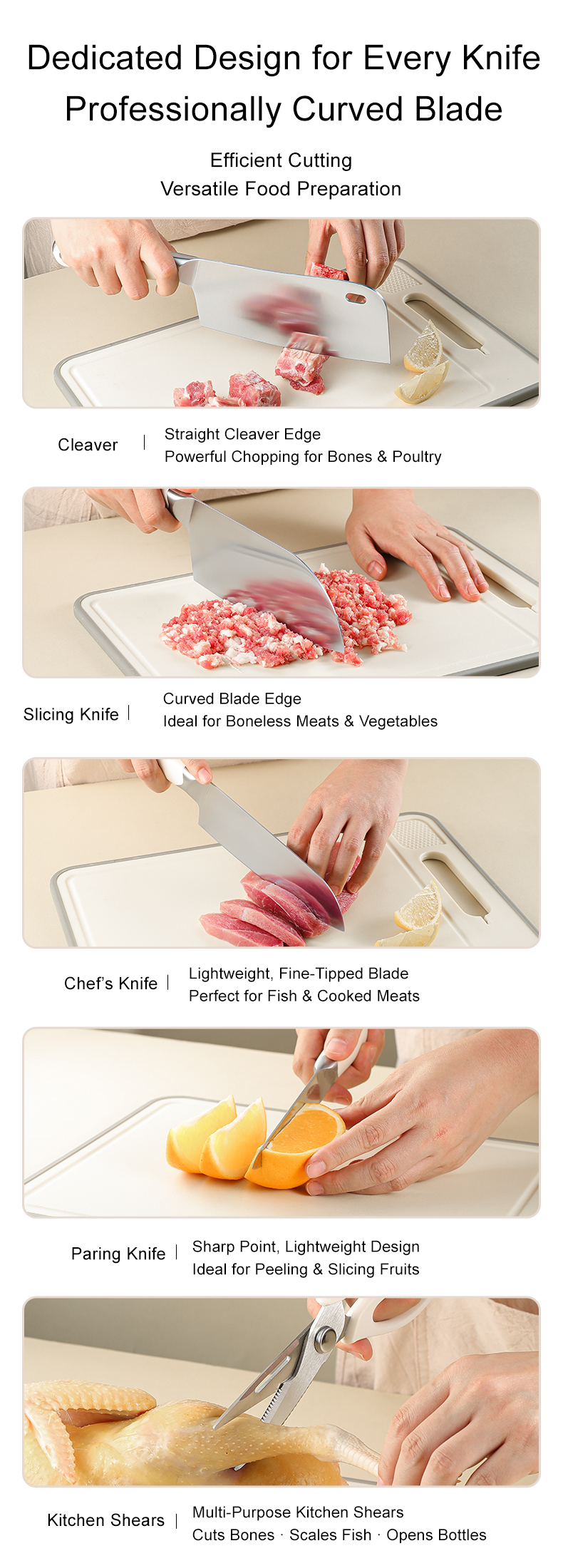 VELOSAN Pebble Series Knife Set, White
