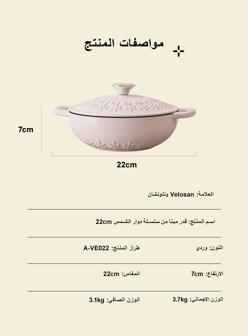 فيلوسان — قدر حديد زهر مطلي بالمينا 22 سم