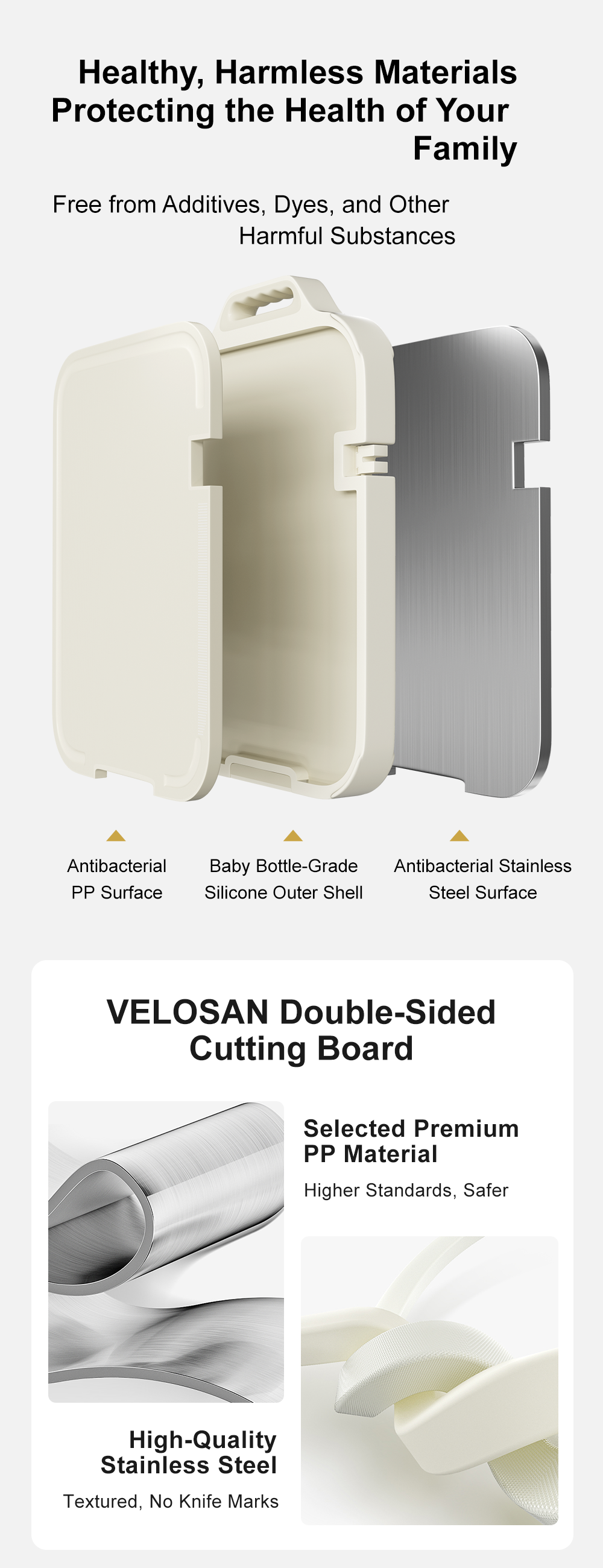 VELOSAN Double-Sided Titanium Cutting Board