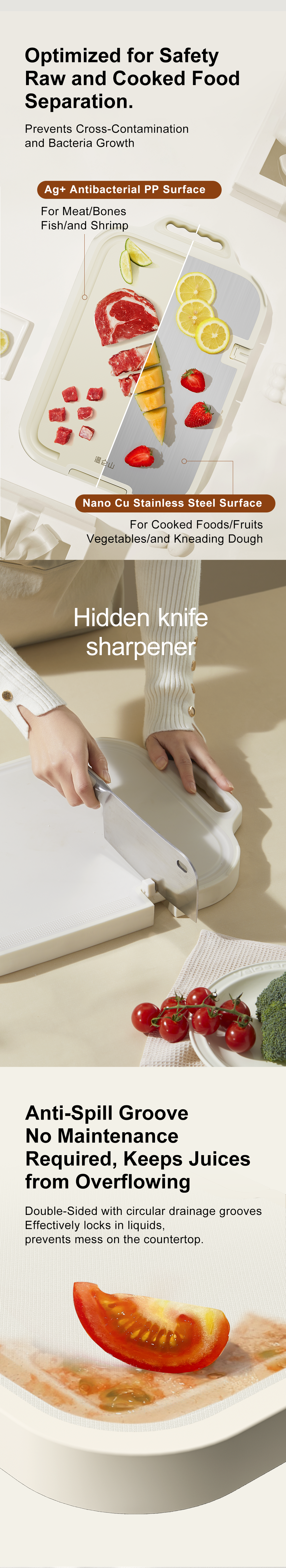 VELOSAN Double-Sided Titanium Cutting Board