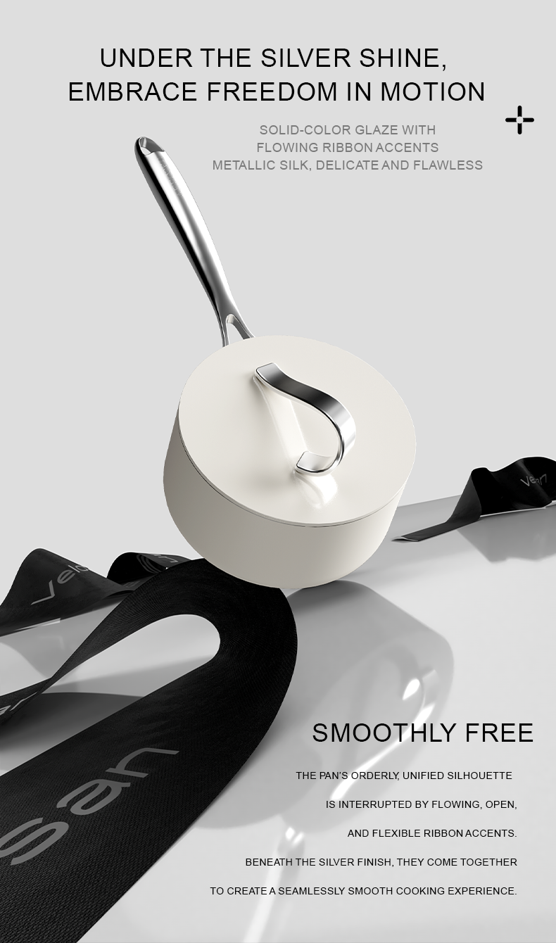 VELOSAN Free Ribbon 18 cm Cast-Aluminum Saucepan with Lid, White